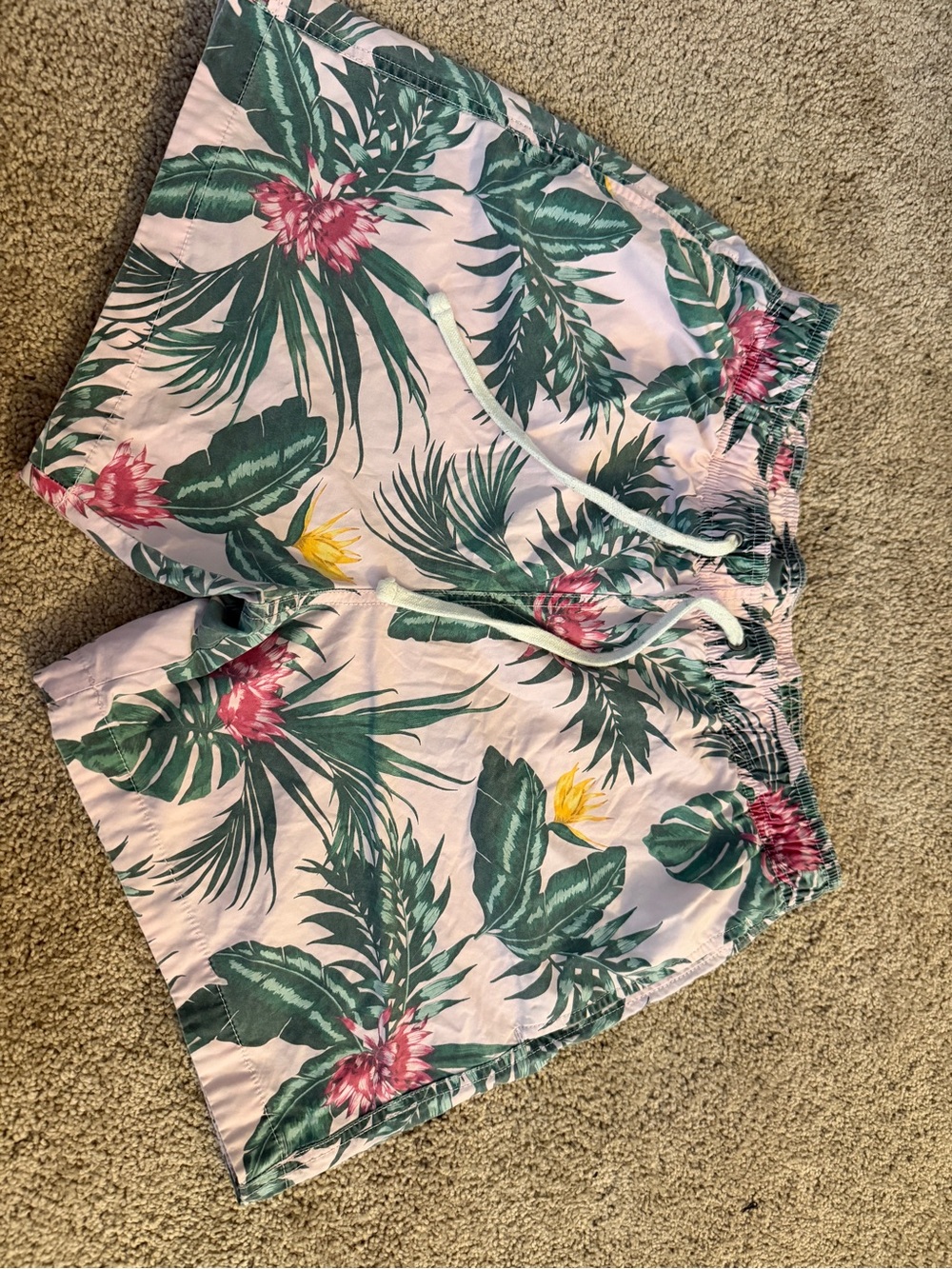 H&M Pink Tropical Floral Drawstring swim Shorts